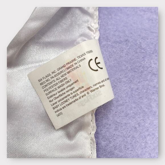 Six Flags Looney Tunes Tasmanian Devil Taz Purple Satin Lovey Security Blanket - Picture 6 of 10